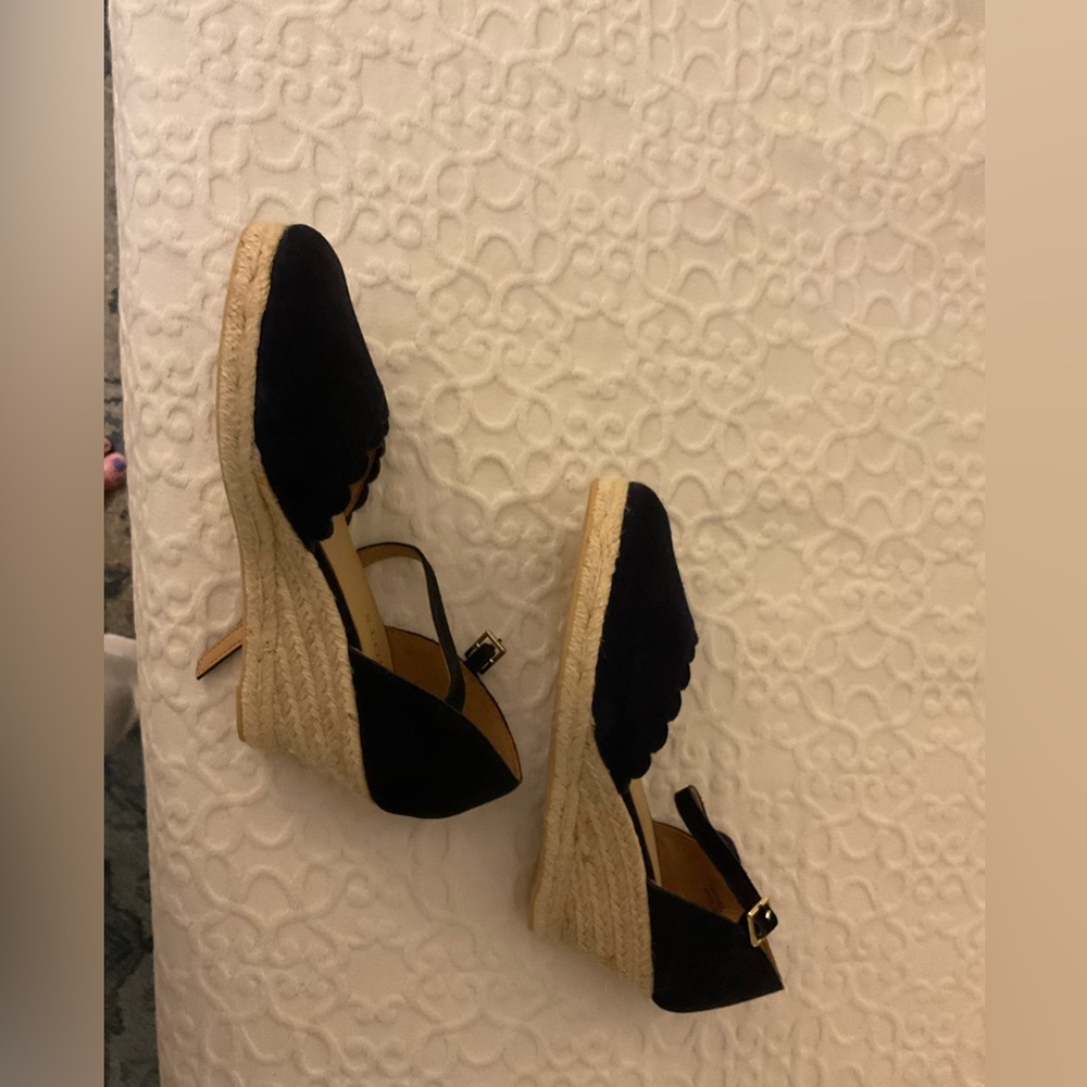 Navy Suede Wedge Espadrilles